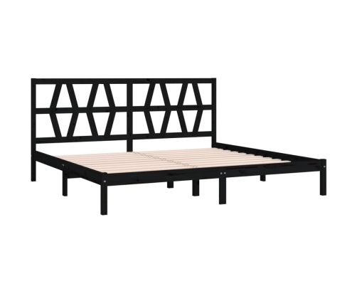 Estructura de cama de madera maciza de pino negro 200x200 cm