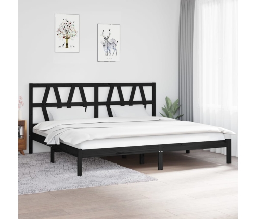 Estructura de cama de madera maciza de pino negro 200x200 cm