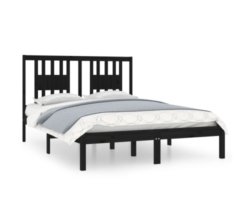 Estructura cama doble pequeña sin colchón madera maciza negro