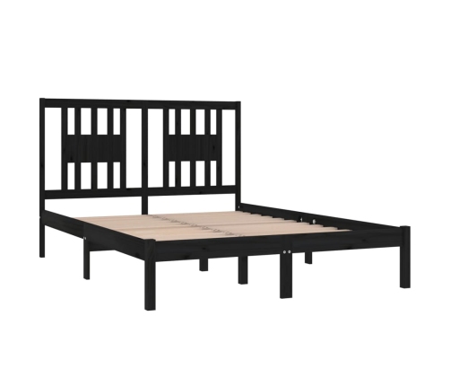 Estructura cama doble pequeña sin colchón madera maciza negro