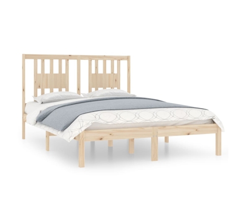 Estructura de cama doble sin colchón madera maciza