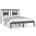 Estructura de cama doble sin colchón madera maciza gris