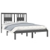 Estructura de cama doble sin colchón madera maciza gris