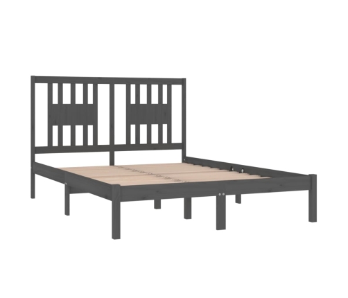Estructura de cama doble sin colchón madera maciza gris