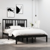 Estructura de cama doble sin colchón madera maciza negro