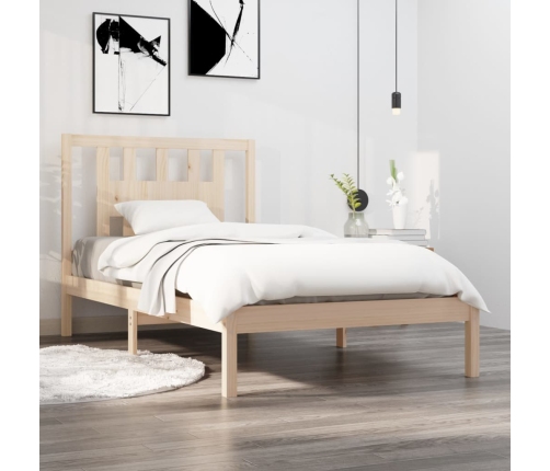 Estructura de cama de madera maciza de pino 90x200 cm