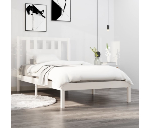 Estructura de cama madera maciza de pino blanco 90x200 cm