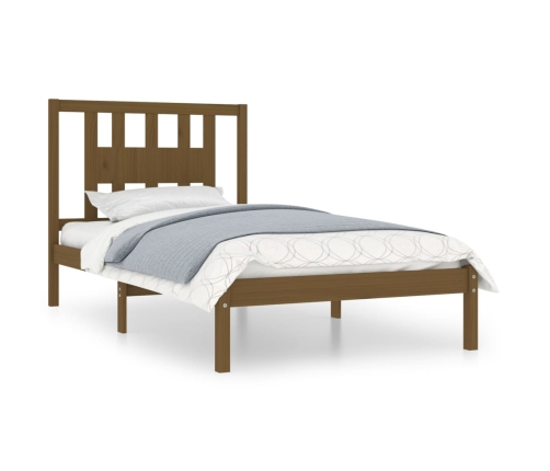 Estructura de cama madera maciza de pino marrón miel 100x200 cm