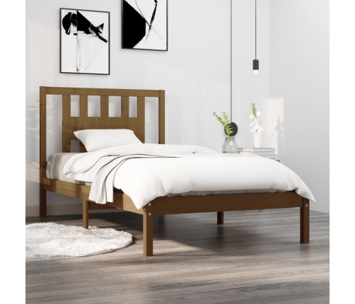 Estructura de cama madera maciza de pino marrón miel 100x200 cm