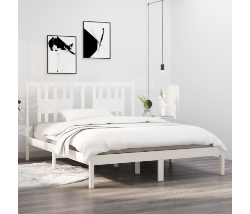 Estructura de cama de madera maciza de pino blanco 140x200 cm