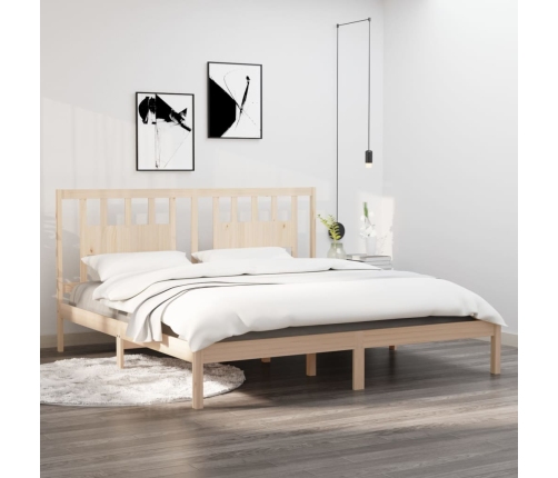 Estructura de cama de madera maciza de pino 200x200 cm