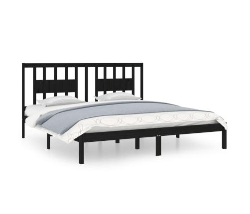 Estructura de cama de madera maciza de pino negro 200x200 cm