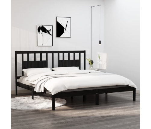 Estructura de cama de madera maciza de pino negro 200x200 cm