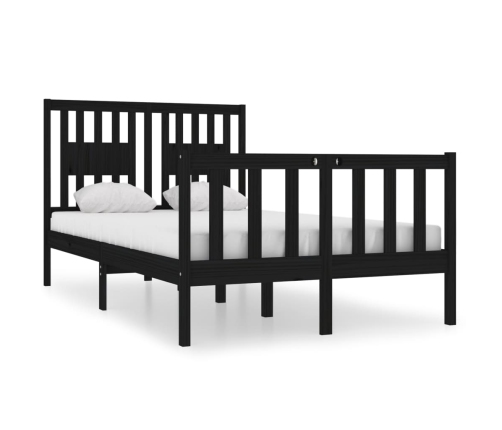 Estructura de cama madera maciza negra 120x190 cm