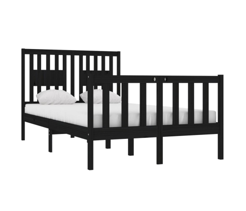 Estructura de cama madera maciza negra 120x190 cm