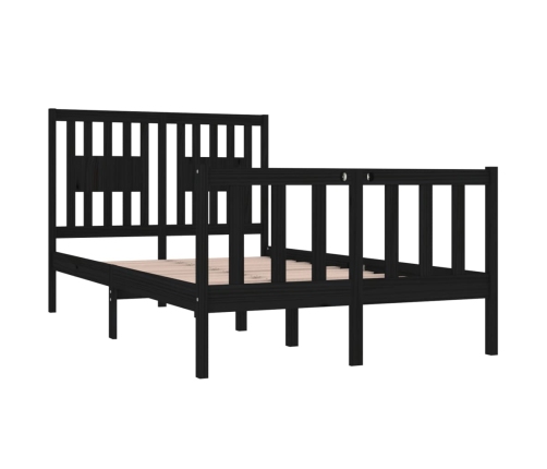 Estructura de cama madera maciza negra 120x190 cm