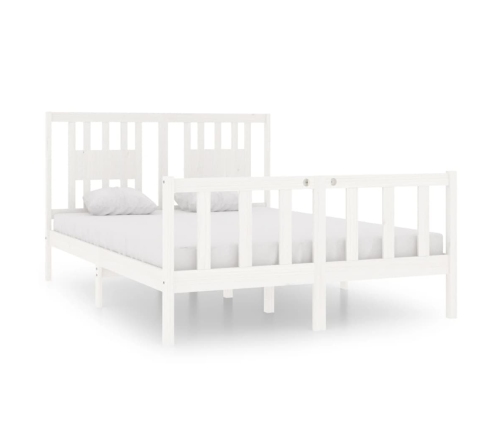 Estructura de cama de madera maciza blanca 135x190 cm