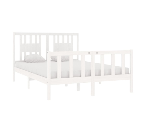 Estructura de cama de madera maciza blanca 135x190 cm