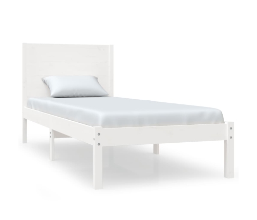 Estructura de cama madera maciza individual blanco 75x190 cm