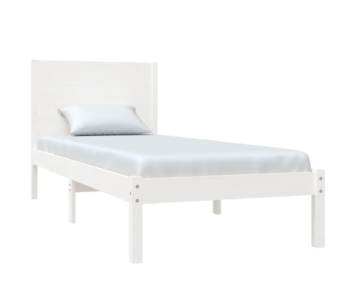 Estructura de cama madera maciza individual blanco 75x190 cm