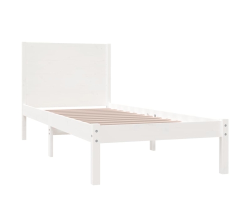 Estructura de cama madera maciza individual blanco 75x190 cm