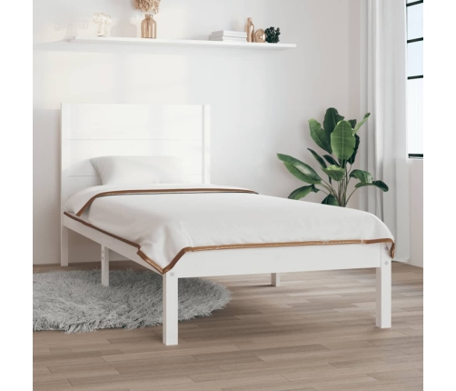 Estructura de cama madera maciza individual blanco 75x190 cm