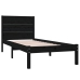 Estructura de cama madera maciza individual negra 75x190 cm