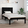 Estructura de cama madera maciza individual negra 75x190 cm