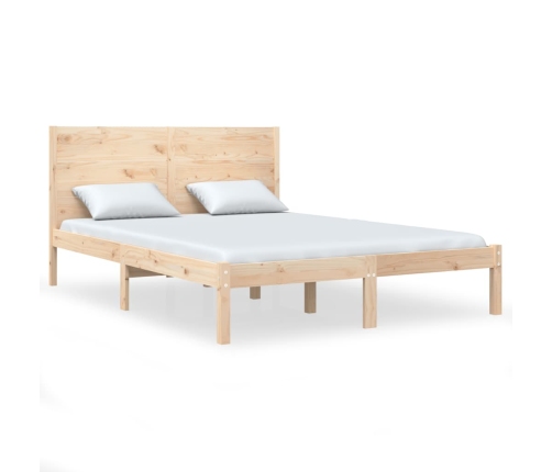 Estructura de cama de matrimonio madera maciza 135x190 cm