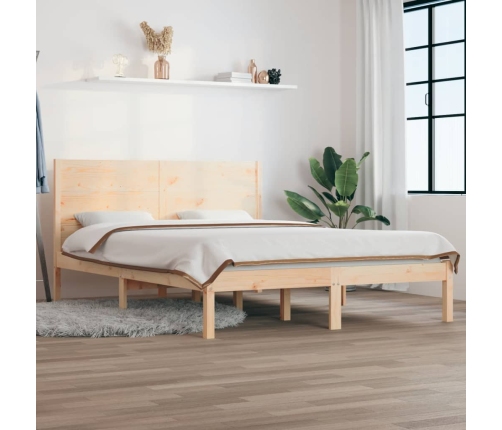 Estructura de cama de matrimonio madera maciza 135x190 cm