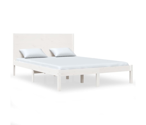 Estructura de cama de madera maciza blanca 135x190 cm