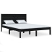 Estructura de cama doble madera maciza negra 135x190 cm