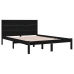 Estructura de cama doble madera maciza negra 135x190 cm