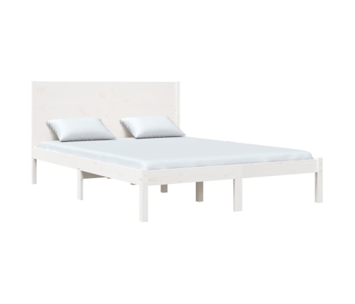 Estructura de cama madera maciza blanca King Size 150x200 cm