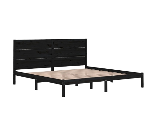 Estructura de cama de madera maciza de pino negra 200x200 cm