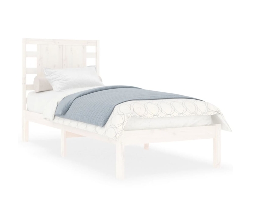 Estructura de cama madera maciza individual blanco 75x190 cm