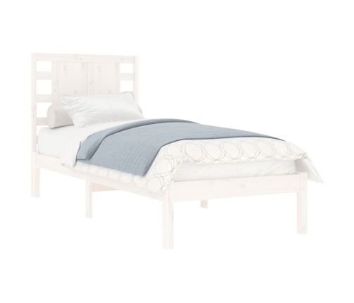 Estructura de cama madera maciza individual blanco 75x190 cm