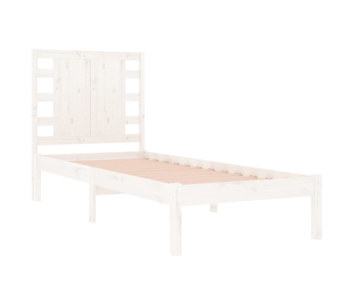 Estructura de cama madera maciza individual blanco 75x190 cm