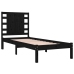 Estructura de cama madera maciza individual negra 75x190 cm