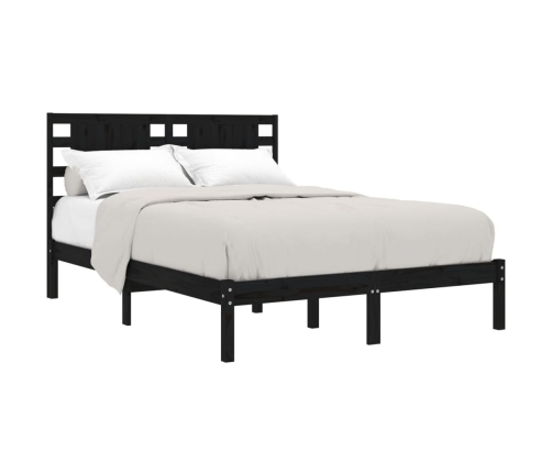 Estructura de cama madera maciza negra 120x190 cm