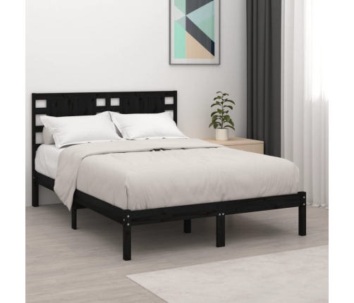 Estructura de cama madera maciza negra 120x190 cm