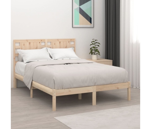 Estructura de cama de matrimonio madera maciza 135x190 cm