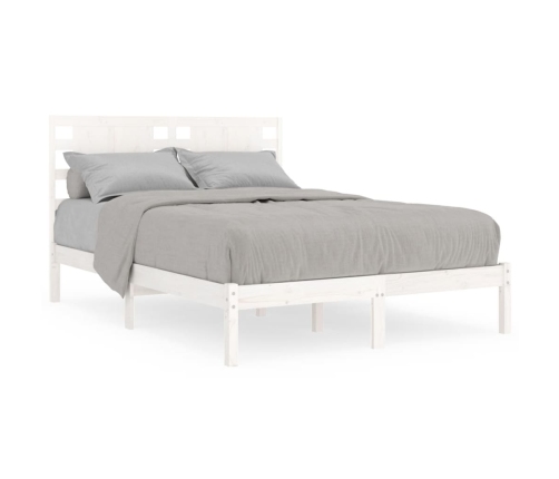 Estructura de cama de madera maciza blanca 135x190 cm