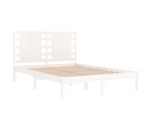 Estructura de cama de madera maciza blanca 135x190 cm