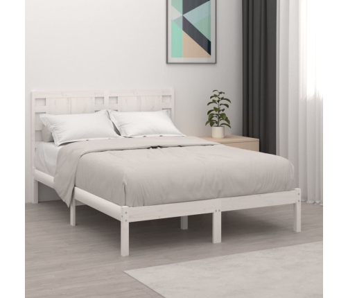 Estructura de cama de madera maciza blanca 135x190 cm