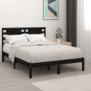 Estructura de cama doble madera maciza negra 135x190 cm