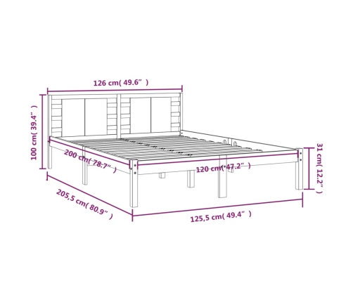 Estructura de cama sin colchón madera de pino blanca 120x200 cm