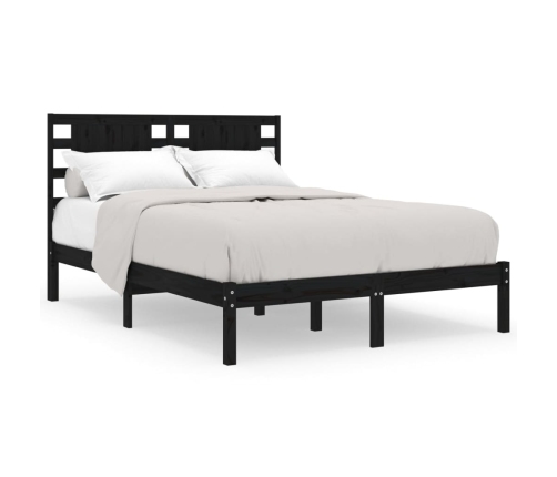 Estructura de cama madera maciza negro Supe King 180x200 cm