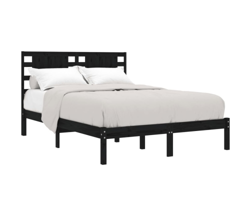 Estructura de cama madera maciza negro Supe King 180x200 cm