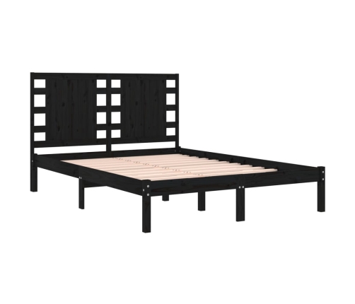 Estructura de cama madera maciza negro Supe King 180x200 cm